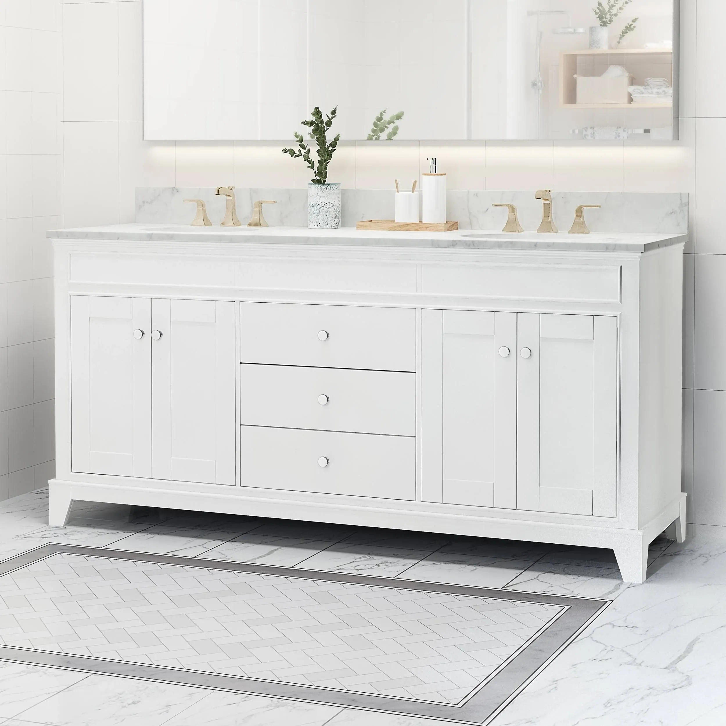 Christopher Knight Home Pellerin 73" Countertop with Sink - Marble - Carrara White Marble