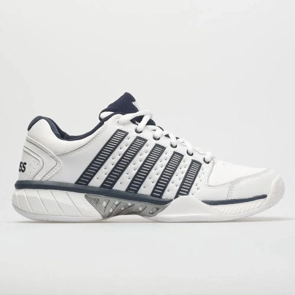 K-Swiss Men's Hypercourt Express Leather Tennis Shoes (White/ Navy)