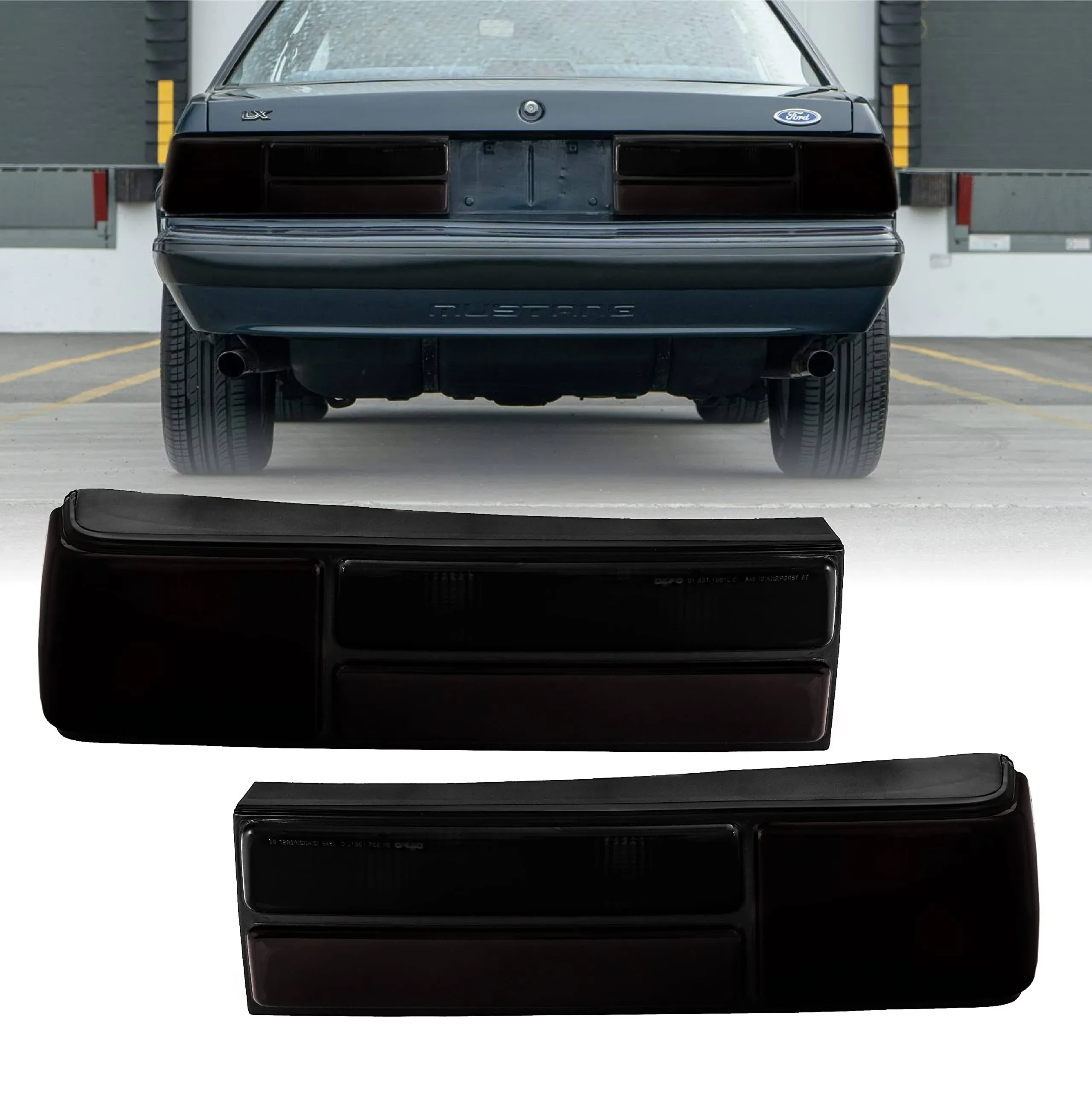 USR Depo 87-93 Tail Lights - Red / Smoke Lens Rear Tail Lamps Set with Housing ...