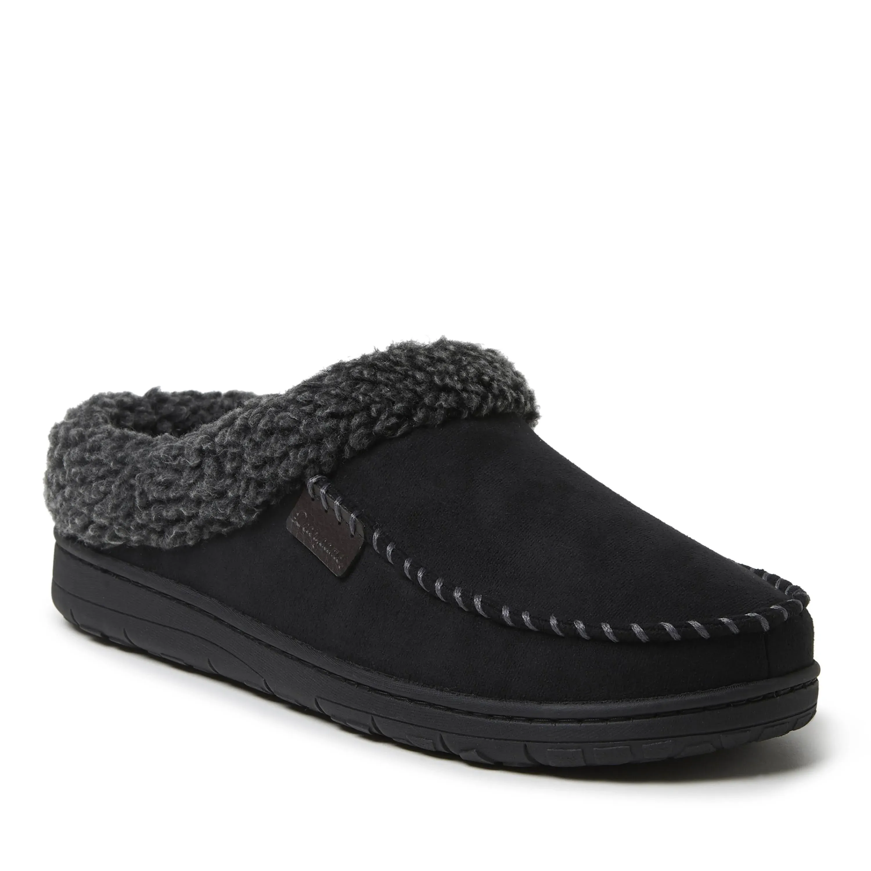 Dearfoams Men's Slipper Black Plush-Lined Moccasin Slipper M (9-10)