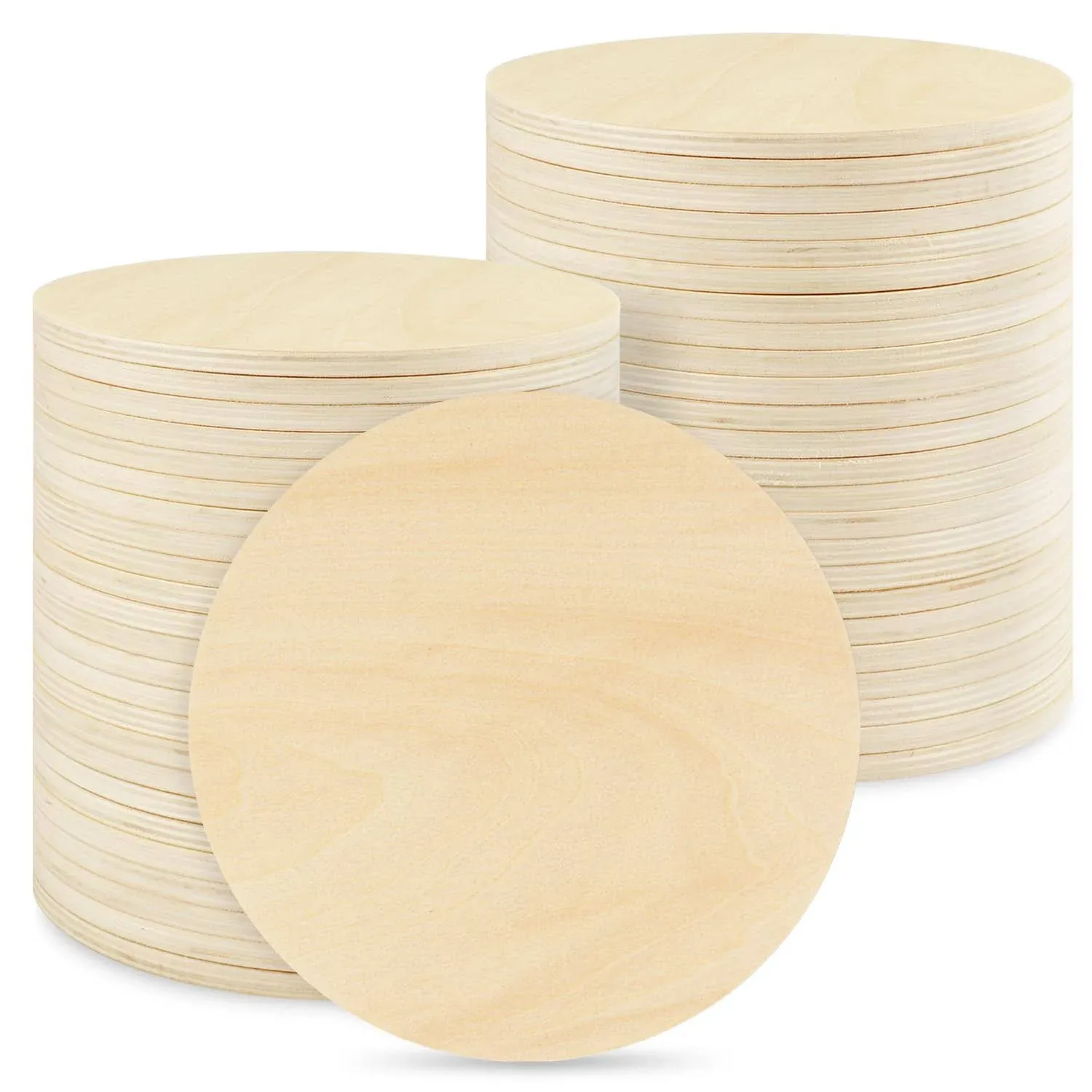 50 PCS 4 Inch Unfinished Wood Circles, Thickness 6 mm, Wooden Rounds for Crafts, Wood Discs for DIY Painting Decorations, Weddings and Parties,by GNIEMCKIN