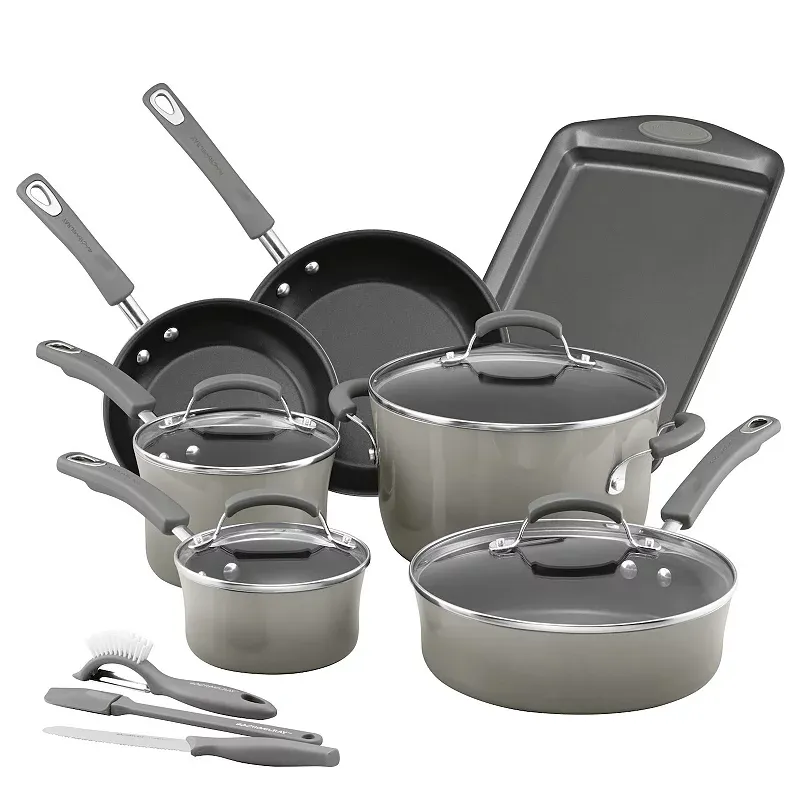 Rachael Ray Brights Nonstick Cookware Set / Pots and Pans Set - 14 Piece, Marine Blue