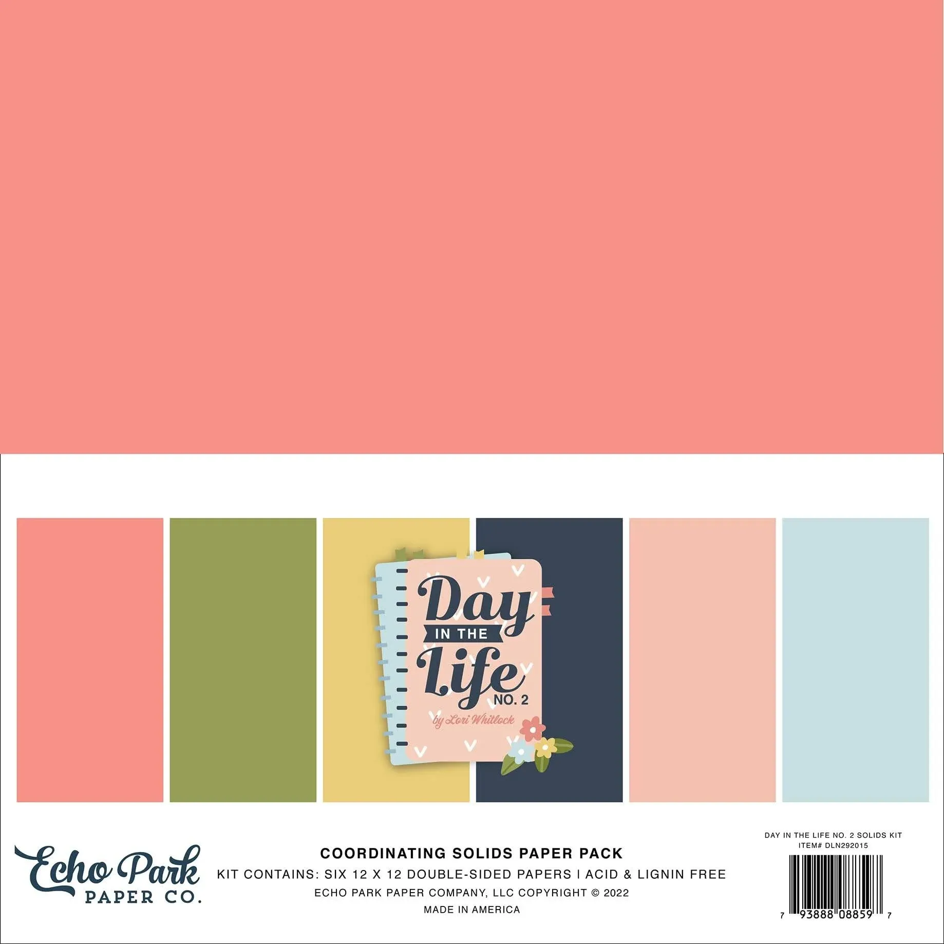 Echo Park Double-Sided Solid Cardstock 12&#034;X12&#034; 6/Pkg-Day In The Life No. 2,6 Col