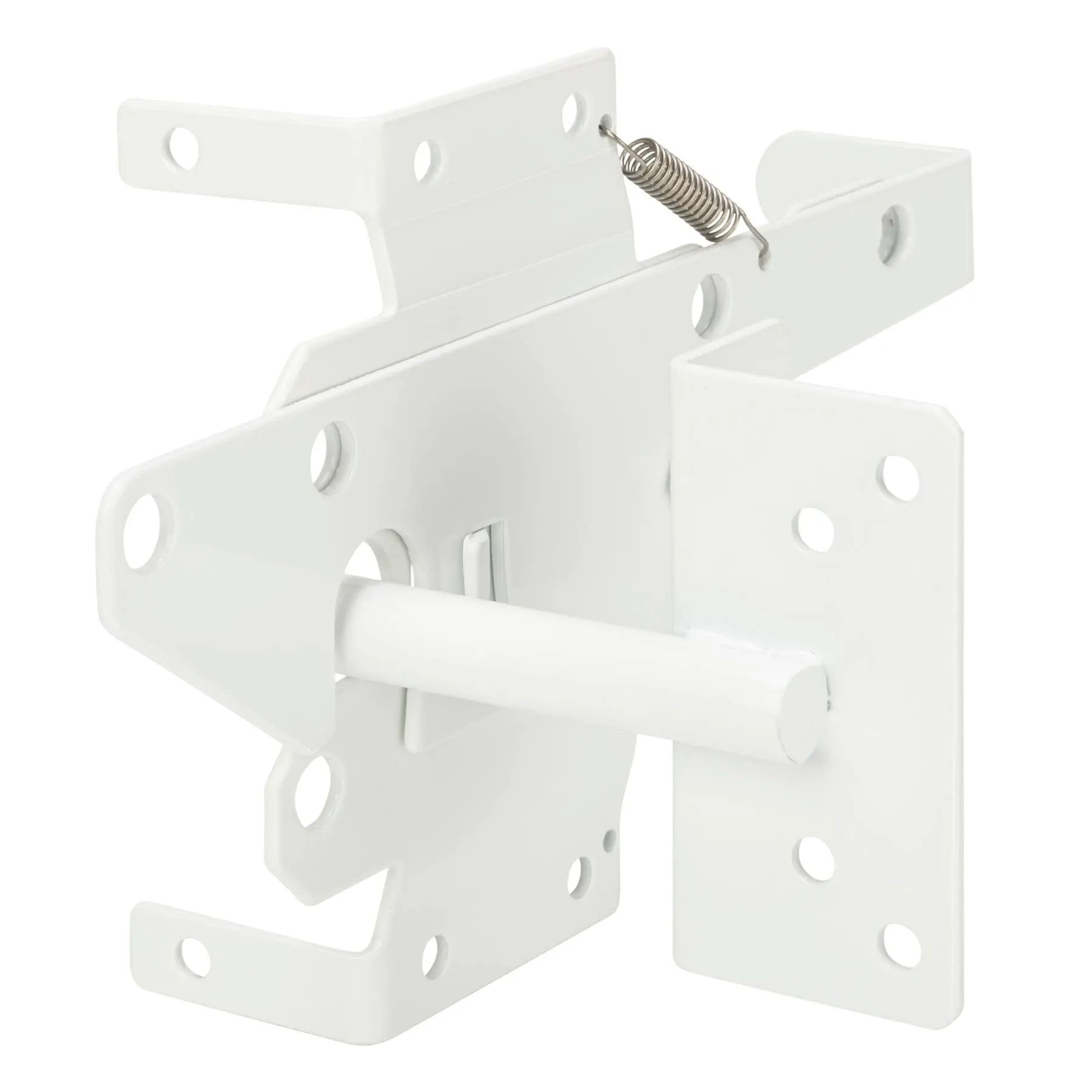 Heavy Duty Self-Locking Gate Latch for Wooden Fence, Post Mount Automatic Gate Lock Gravity Door Latch Hardware for Secure Pool, Outdoor Garden, Metal Gates Vinyl Fence, White Finish