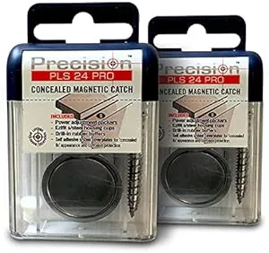 Precision Lock PLS 24 PRO Concealed Magnetic Catch for Light to Heavy Duty Doors with Thickness Greater Than 30 mm (1.18"), Pack of 2