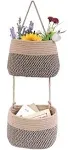 Over the Door Hanging Basket, 2 Tier Cotton Rope Woven Baskets, Magazine Racks, 