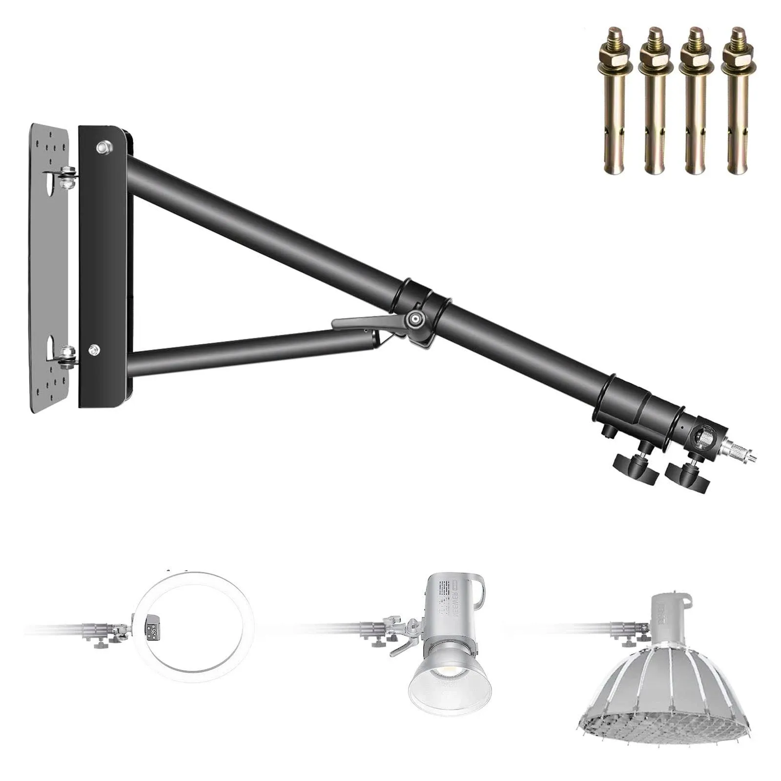 Neewer Wall Mounting Triangle Boom Arm for Ring Light, Monolight, Softbox