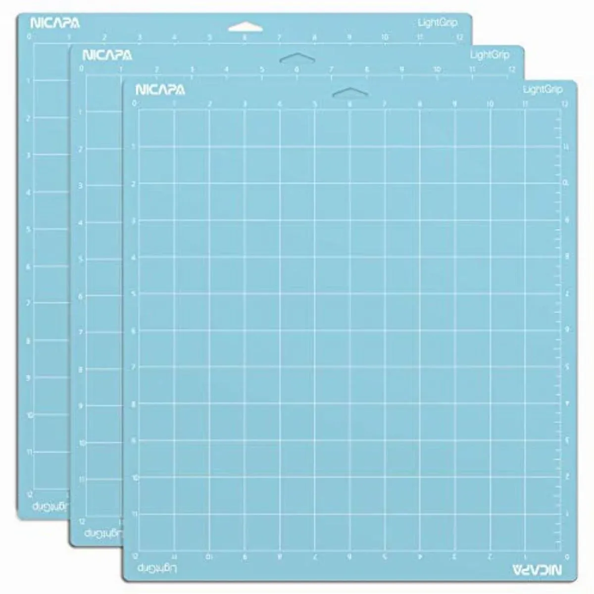 Nicapa Light Grip Cutting Mat for Cricut Maker 3/Maker/Explore 3/Air 2/Air/One (12x12 inch,3 Mats) Light Adhesive Sticky Blue Quilting Replacement Cut Mats