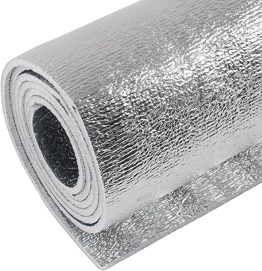 5mm Reflective Insulation Foam Core Radiant Barrier 40“ × 80” Double Side Foil Cold and Heat Shield Thermal Insulation for Ceilings,Walls,Steel Buildings,Roofing ect