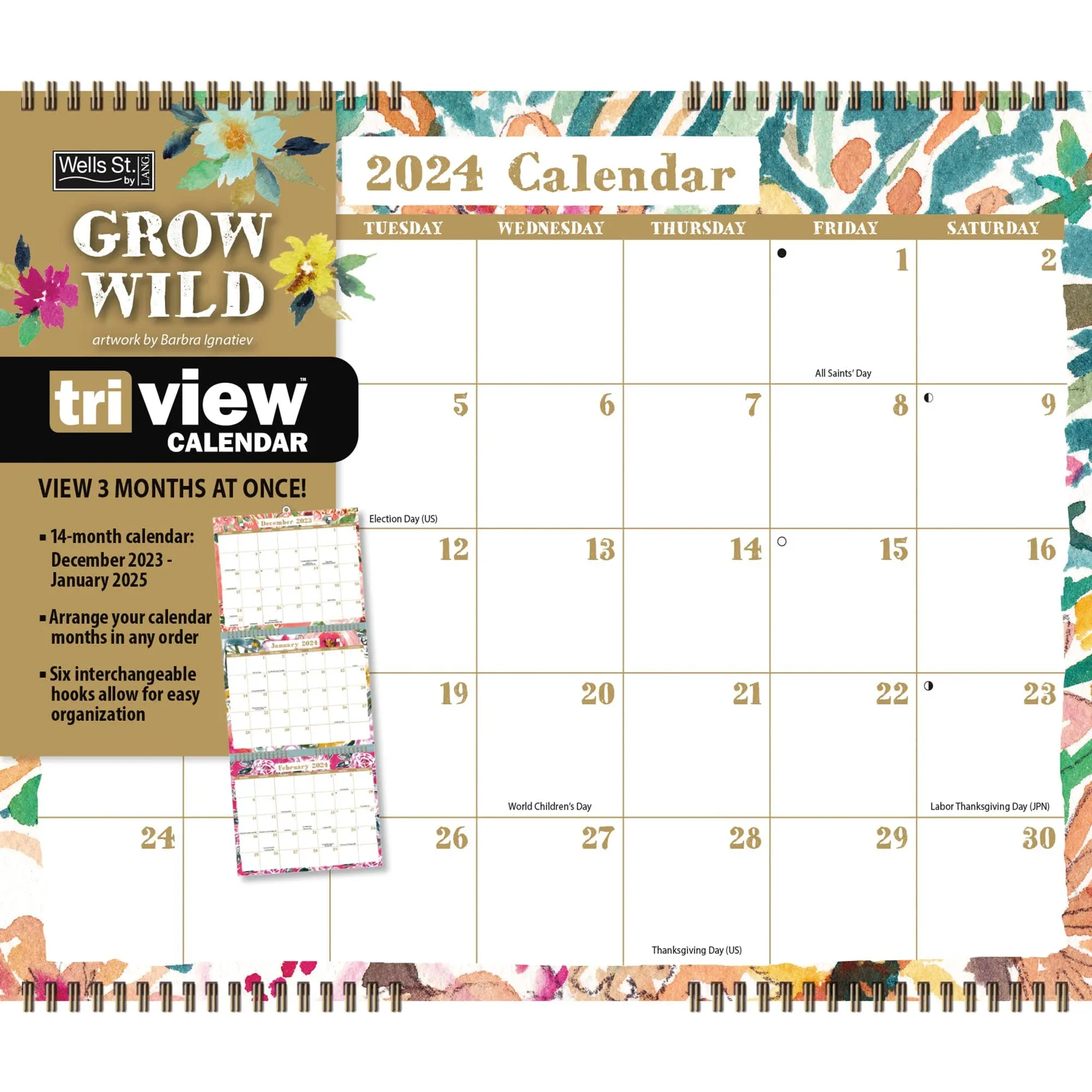 Lang Companies,  Grow Wild Triview 2024 Wall Calendar