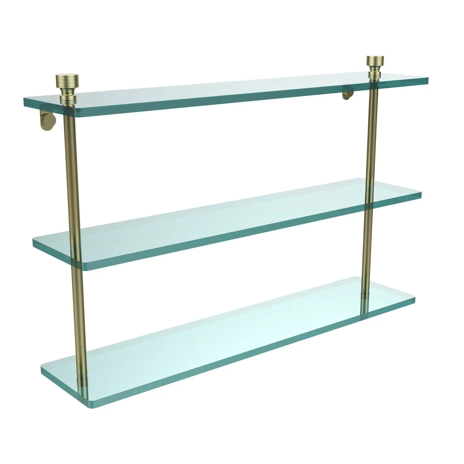 Allied Brass Foxtrot Collection 22 inch Triple Tiered Glass Shelf - Satin Brass