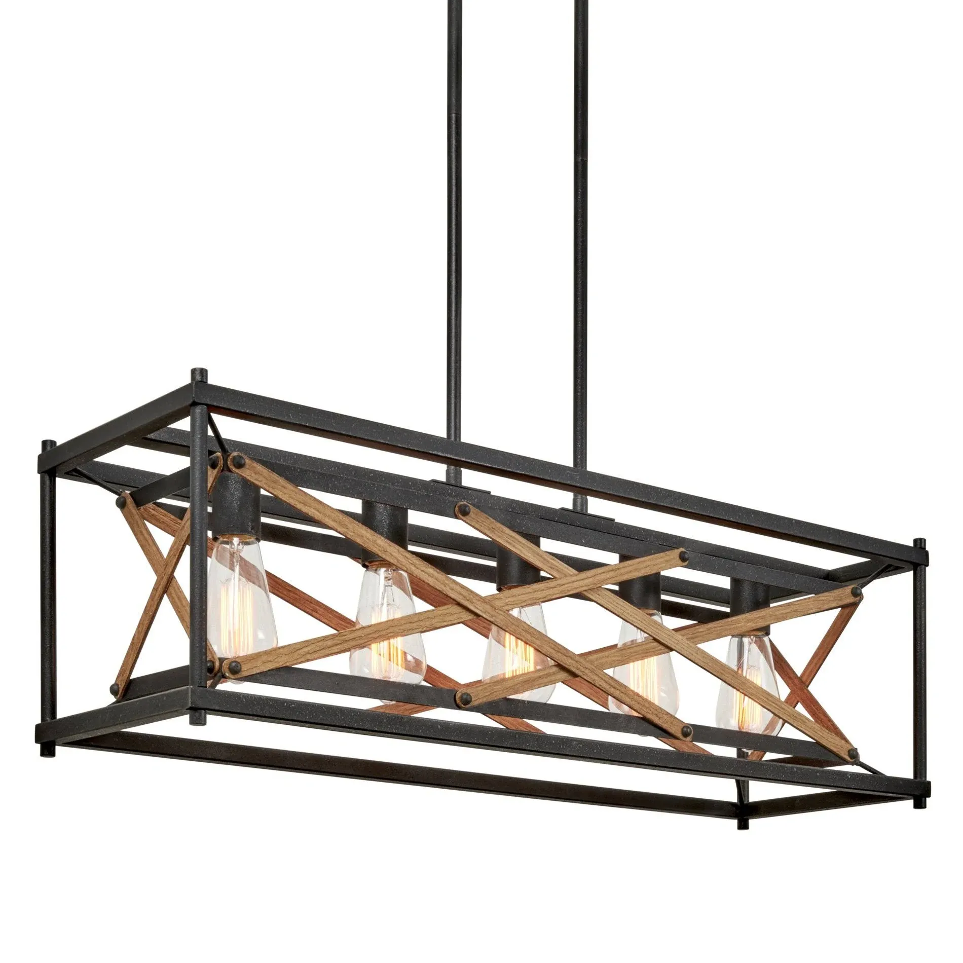 Kira Home Lexington 32" Farmhouse Rectangular Kitchen Island Light / Pool Table - Industrial - Kitchen Island Lighting - by Modum Decor | Houzz