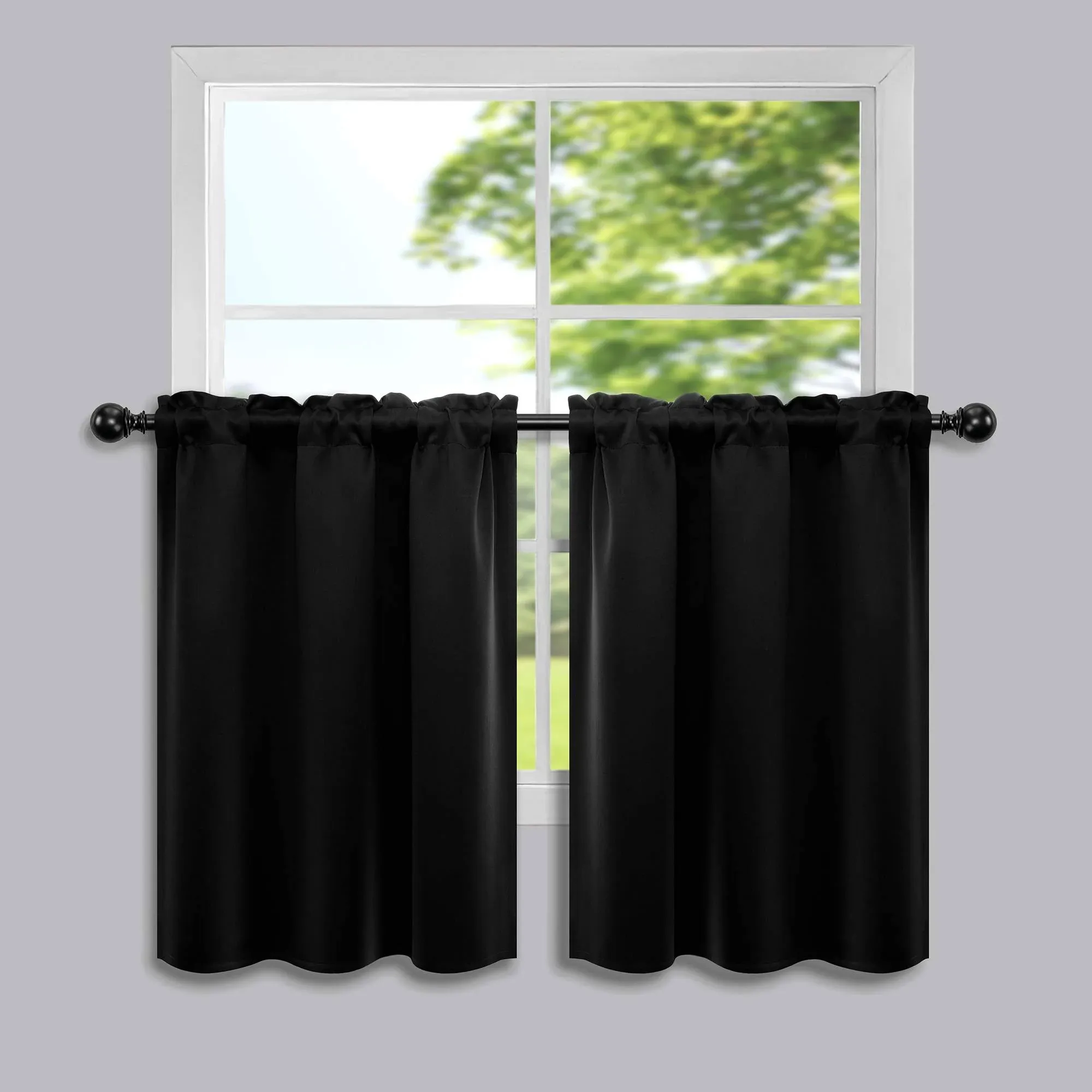 Basement Window Curtains 24 inch Length Rod Pocket 2 Pack Privacy Blackout ...