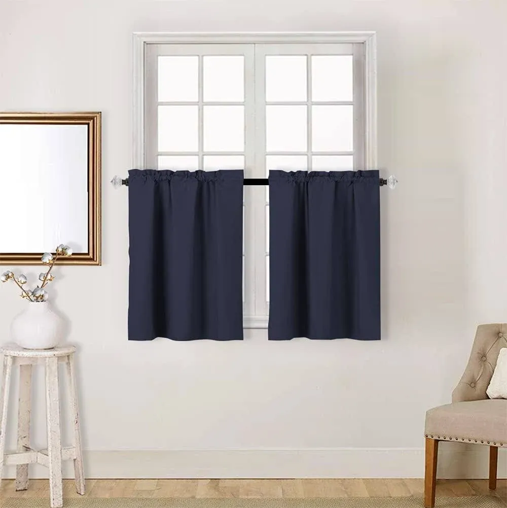 Easy Home Blackout Tier Curtain for Kitchen,Bathroom, Living Room, Thermal ...