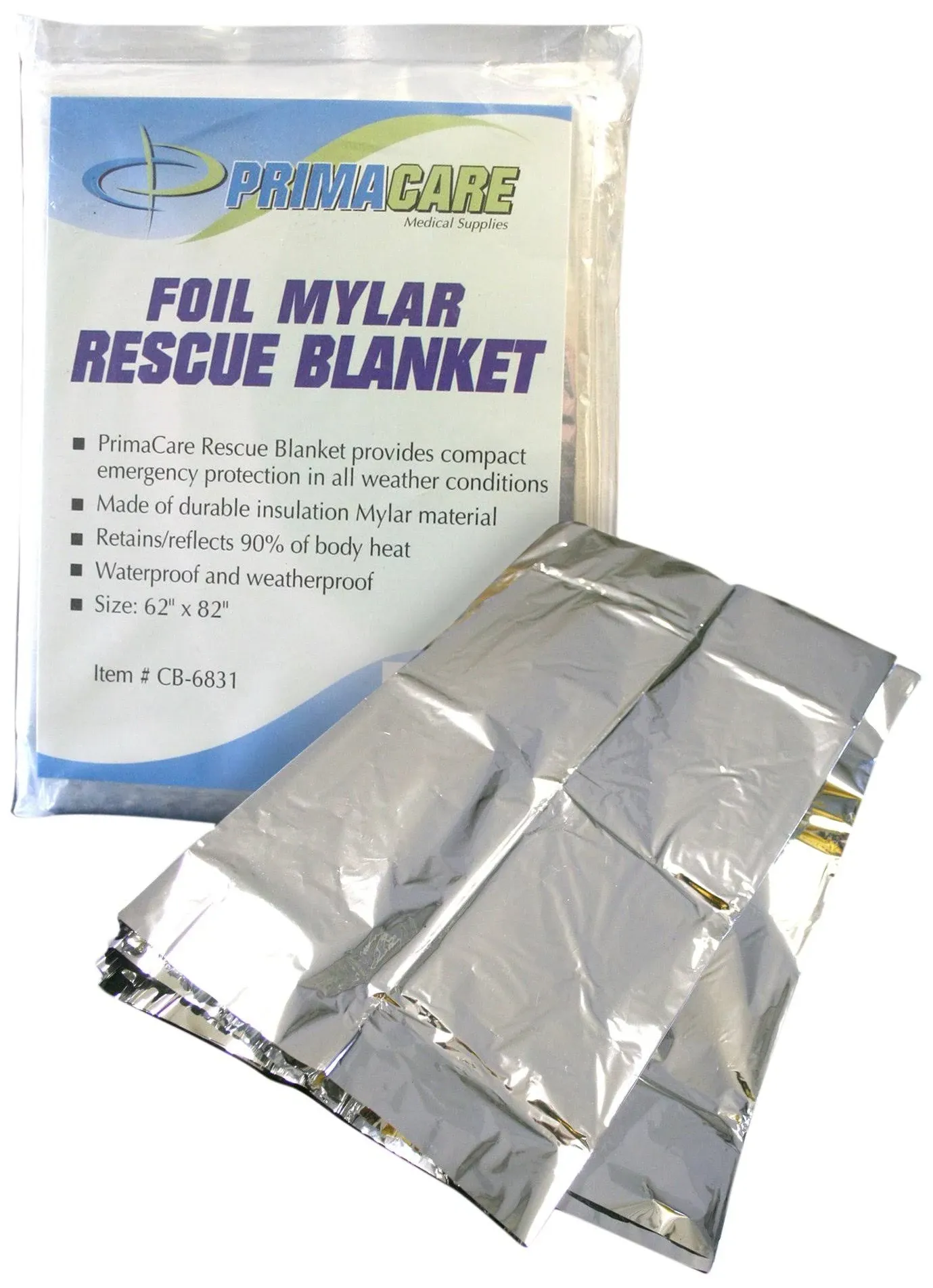 Emergency Foil Mylar Thermal Blanket, 82&#034; x 54&#034; (Pack of 10) CB-6841