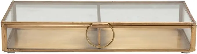 Creative Co-Op Brass & Glass Display Storage Box