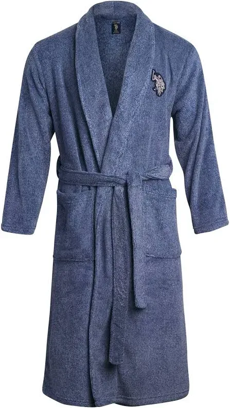 U.S. Polo Assn. Men’s Bathrobe – Plush Fleece Robe with Shawl Collar