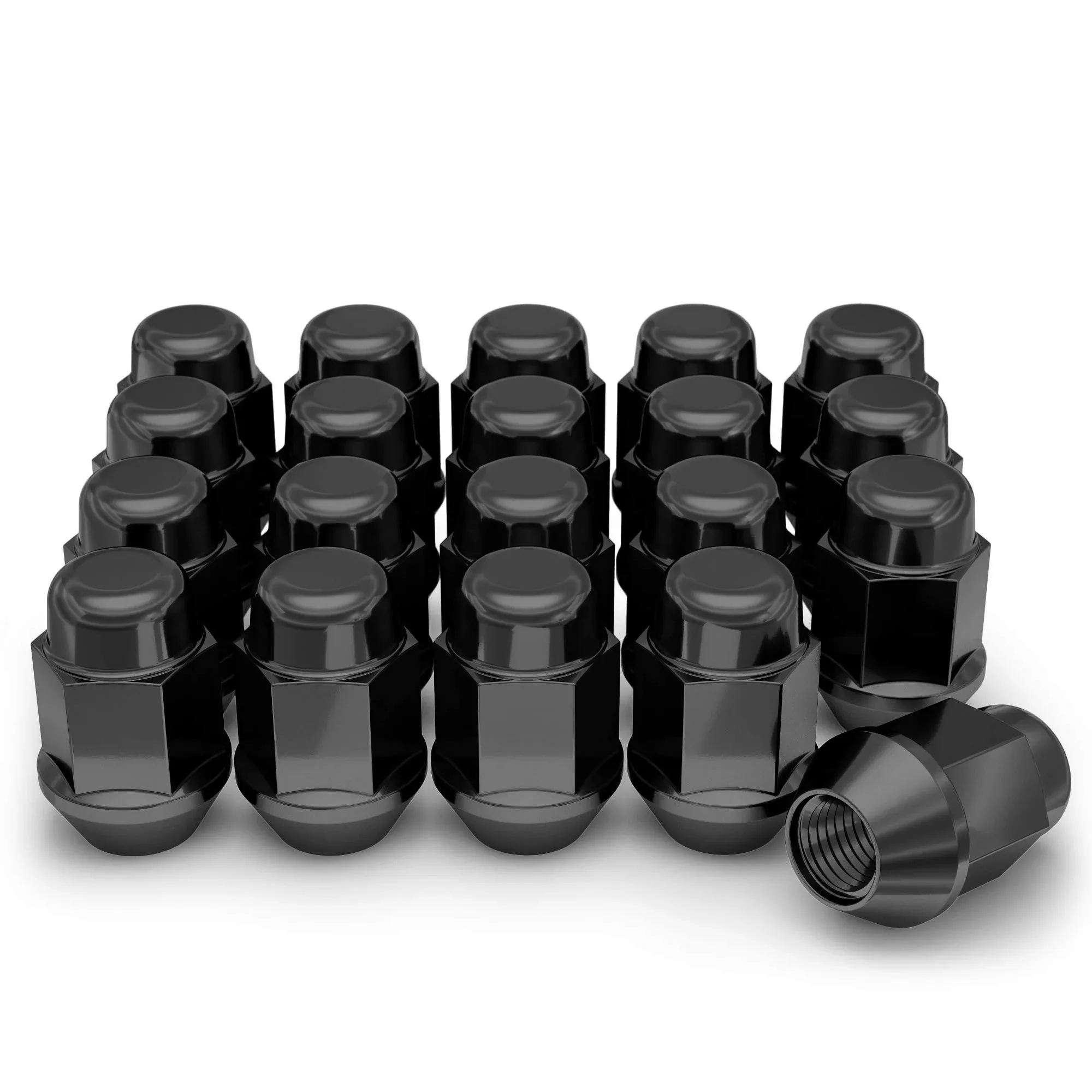 White Knight 1709SBK-20AM Black Chrome M14x1.50 Bulge Acorn Lug Nut 20 Pack