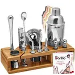 Elite 23-Piece Bartender Kit Cocktail Shaker Set by Barillio: Silver