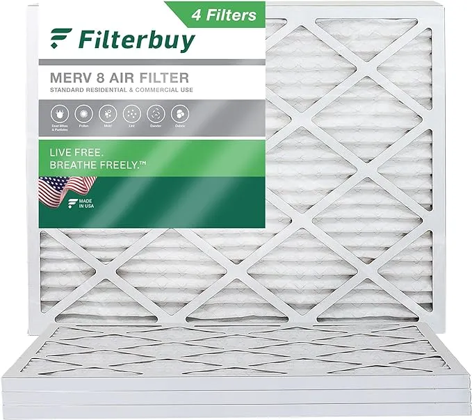 Filterbuy 16x22x1 Air Filter MERV 8, Pleated HVAC AC Furnace Filters (4-Pack, Silver)