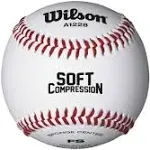 WILSON Sporting Goods Practice and Soft Compression Baseballs, A1228, FS (One Dozen), white