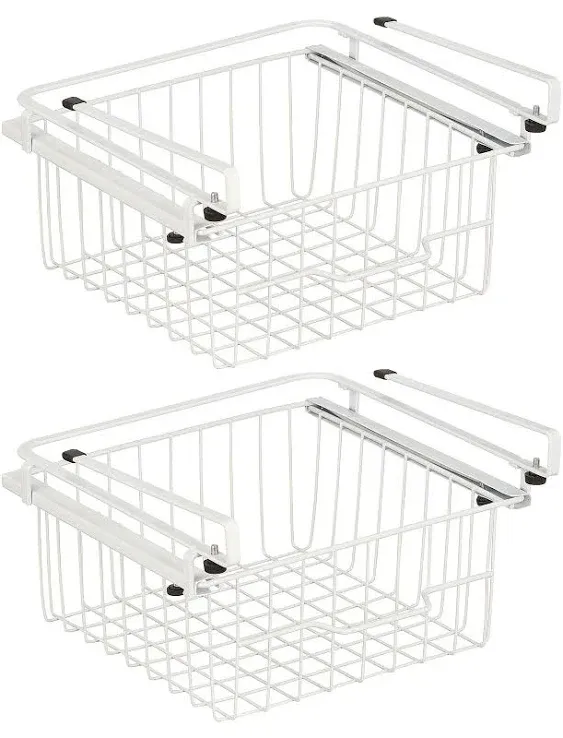 mDesign Compact Hanging Pullout Drawer Basket - Sliding Under Shelf Storage ...