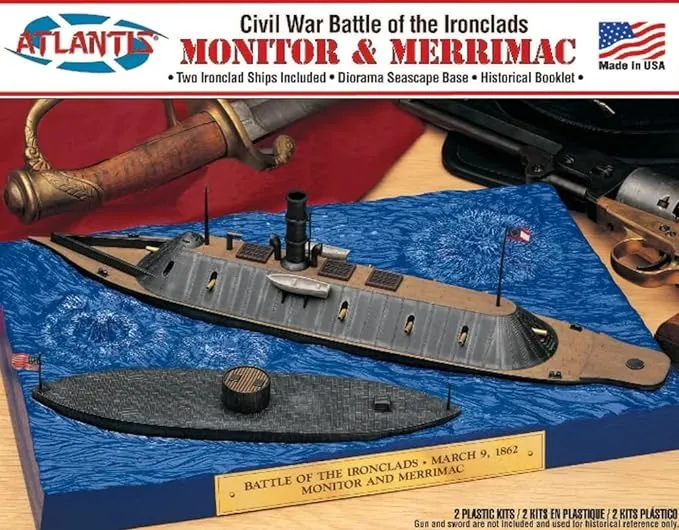 Atlantis Plastic Model Kit Monitor and Merrimack Civil War Set