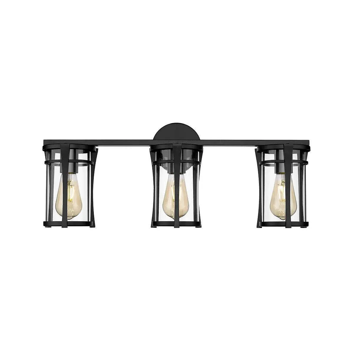 OVE Joakim 3-Light Vanity Black Finish Dimmable - Black 1,440 Lumens 3000k Amber