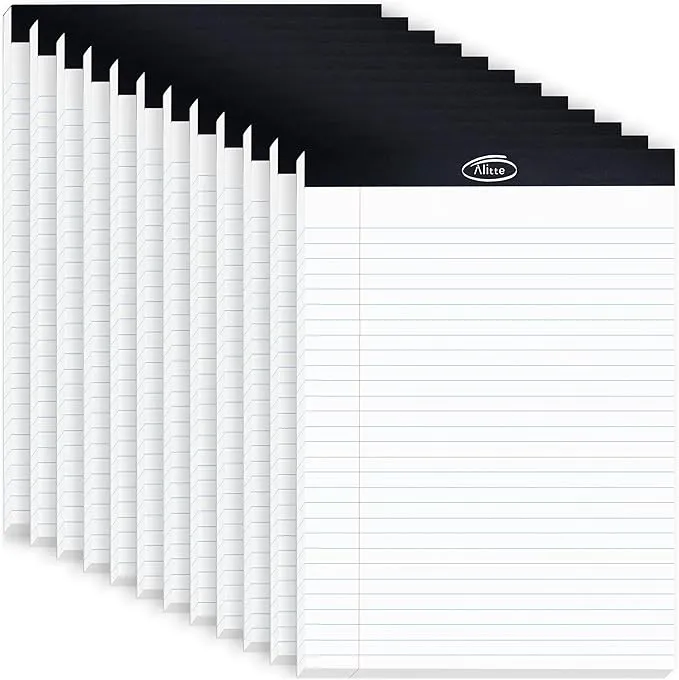 Alitte Legal Notepads 8.5 x 11 Pack of 12 Perforated Wide Ruled Writing Pad