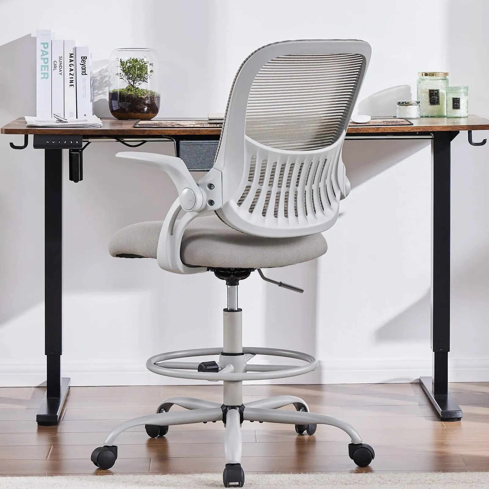 Drafting Chair Tall Office Chair, Tall Standing Desk Chair Counter Height Tal...