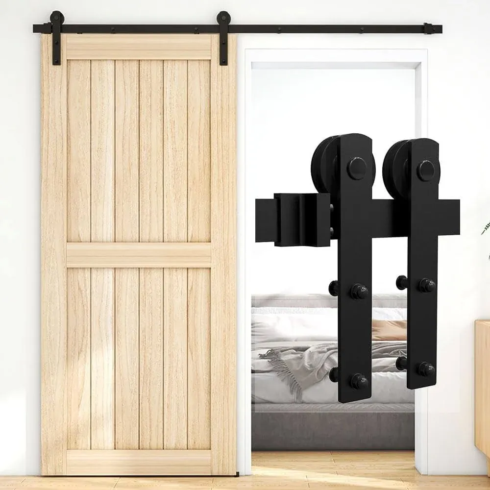 AONAYIOA 6 6ft Sliding Barn Door Hardware Kit Smoothly and Quietly Easy to ...