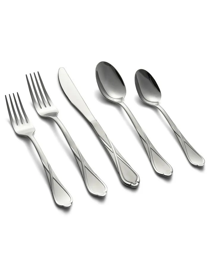 Cambridge Silversmiths Heather Sand 20-Piece Flatware Silverware Set, Stainless Steel, Service for 4, Includes Forks/Spoons/Knives