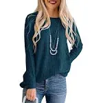 MEROKEETY Women's 2024 Long Sleeve Waffle Knit Sweater Crew Neck Solid Color Pullover Jumper Tops