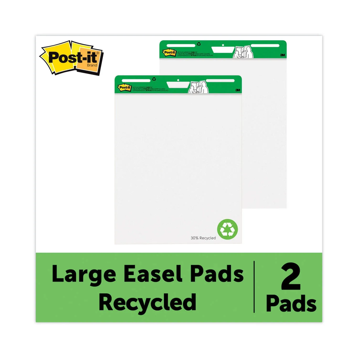 Post-it 25" x 30" Recycled White Self-Stick Easel Pad 