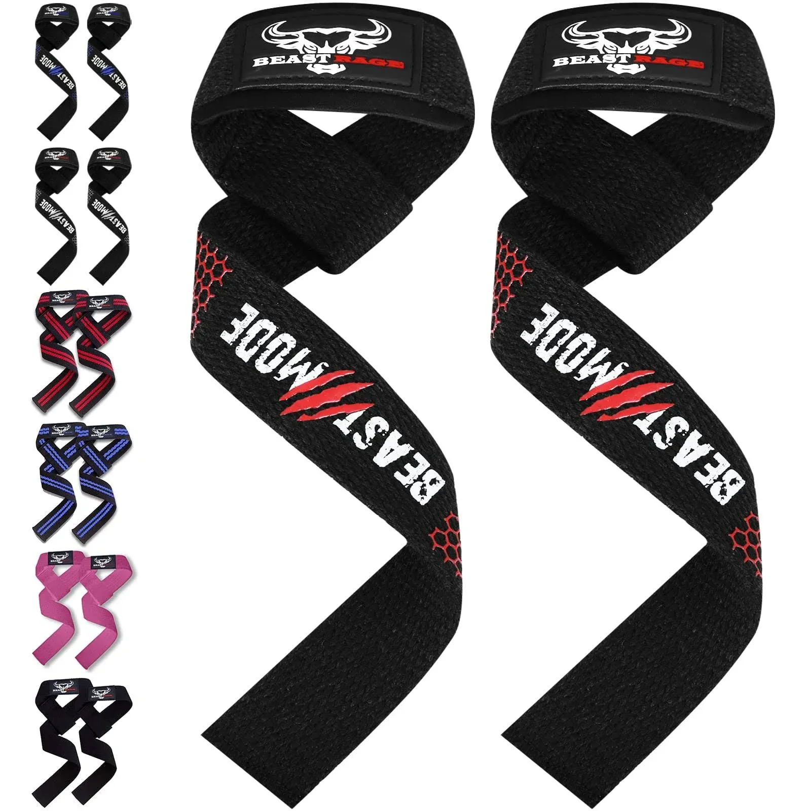 Beast Rage Weight Lifting Straps Fitness Padded Wrist Support Gel Advanced Grips ...