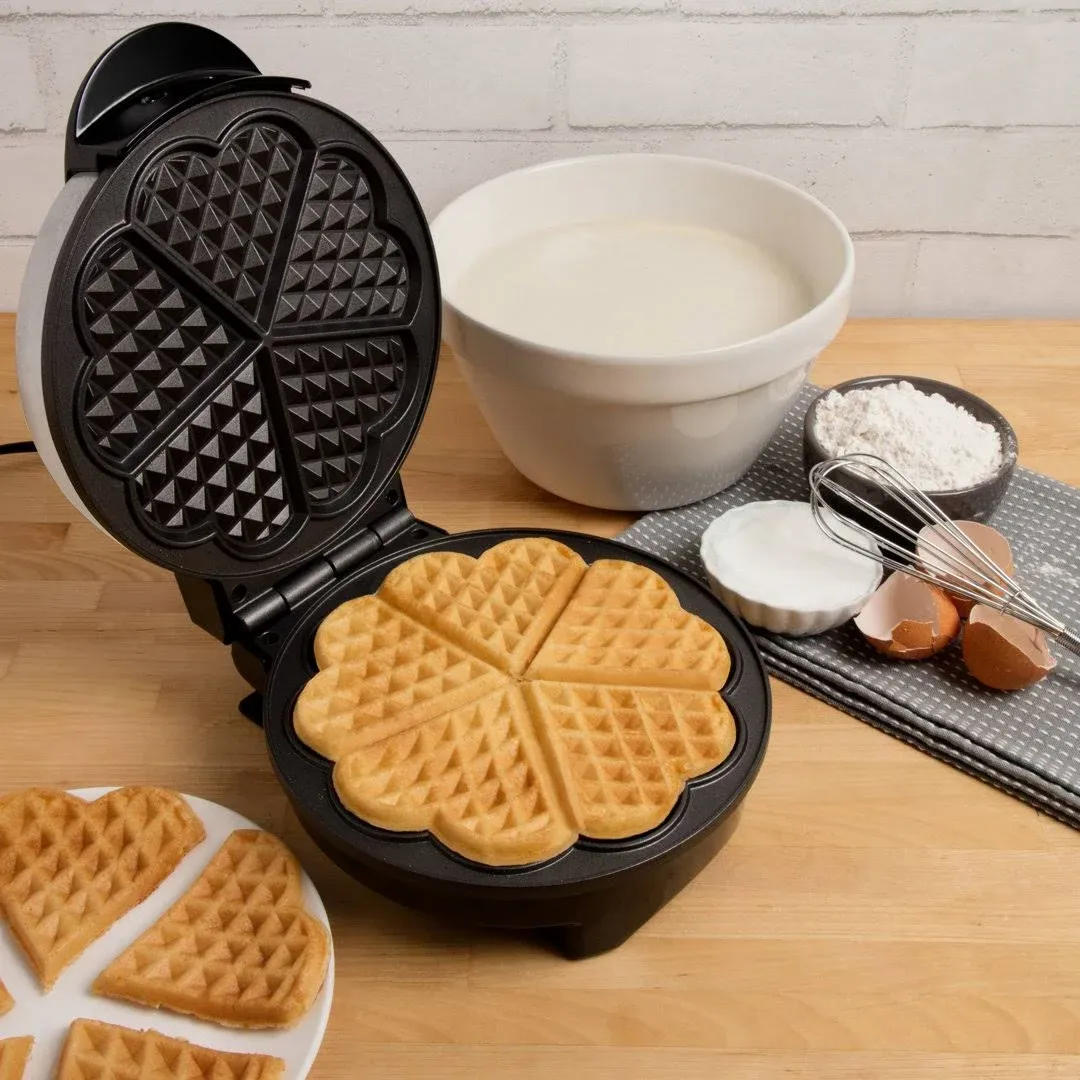 CucinaPro Heart Waffle Maker - Makes 5 Heart-Shaped Waffles - Non-Stick Baker