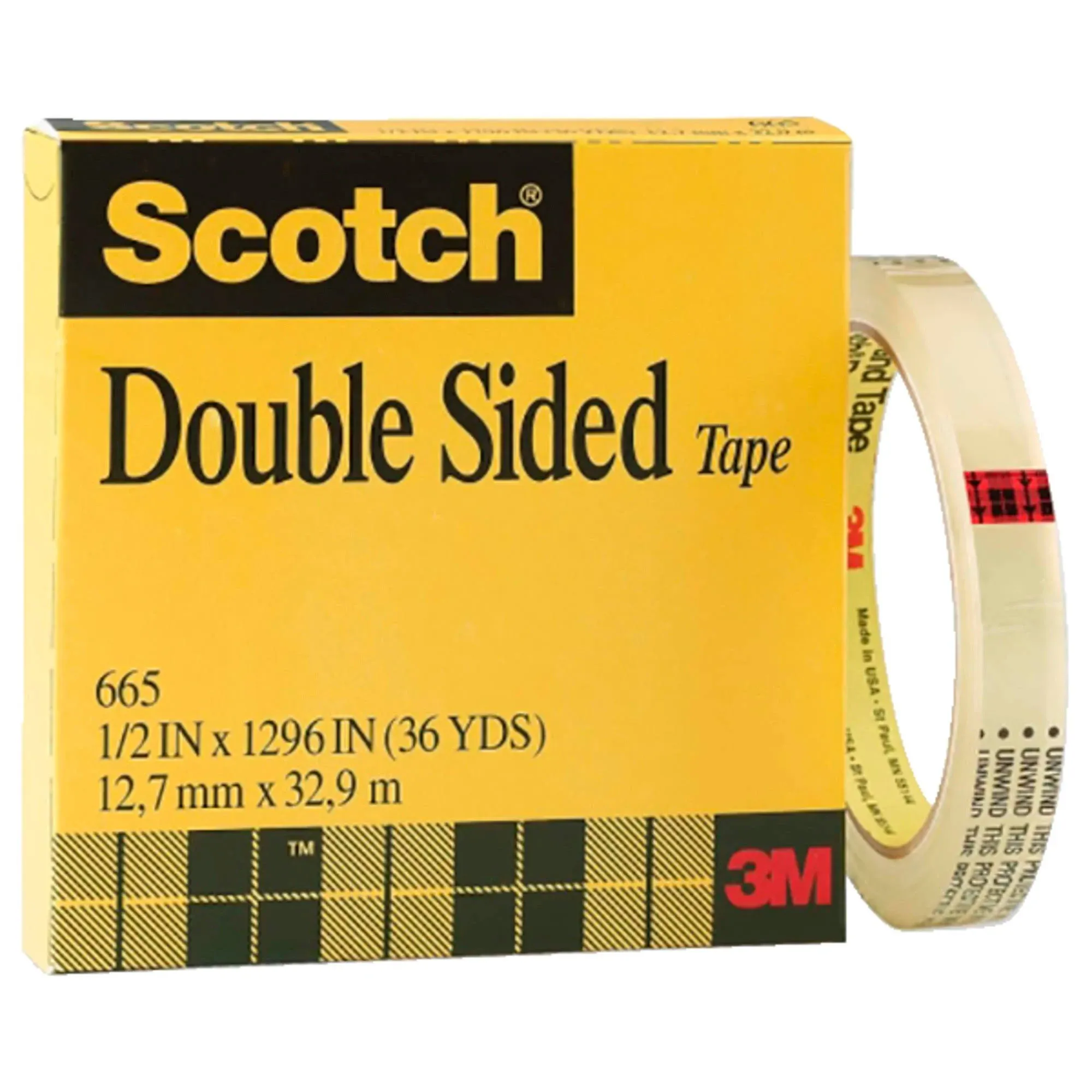 3M #665 Scotch Double-Coated Tape 1/2&quot; x 36 yds