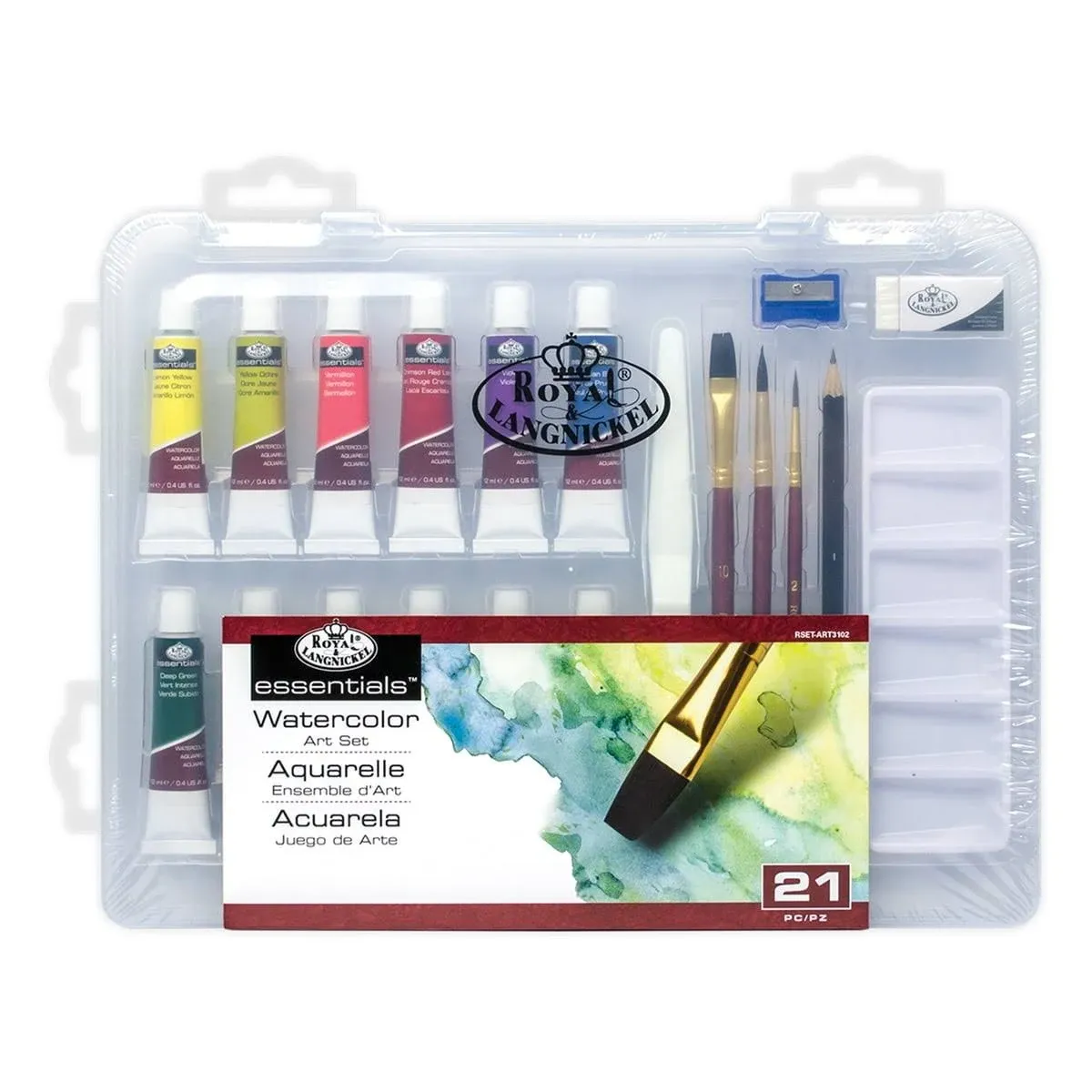 Royal & Langnickel Essentials Clearview Small Watercolor Non Washable Painting Kit, Assorted Colors, 21/Pack (RSET-ART3102)