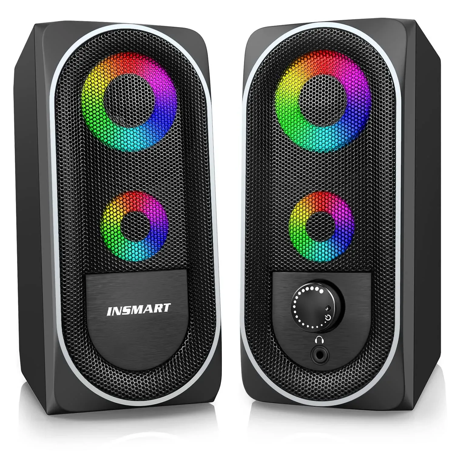 Computer Speakers, 2.0 Stereo Volume Control with RGB Light USB Powered Gamin...