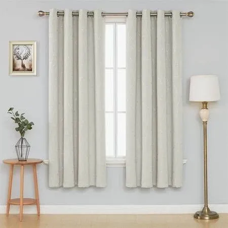 Deconovo~Foil Printed Thermal Insulated Blackout Curtains~52&#034; x 63&#034;~Cream~