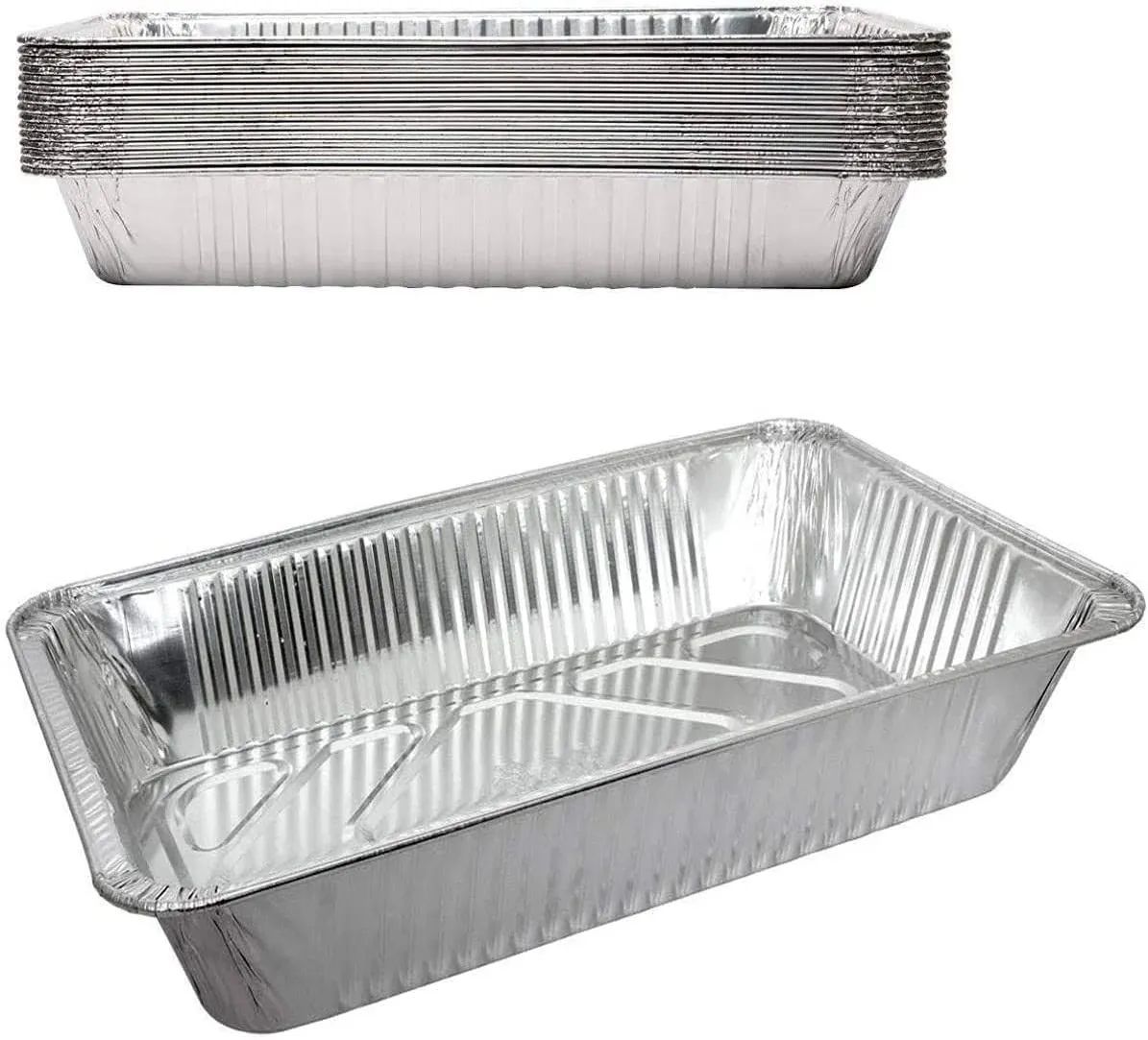 Full Size Deep Aluminum Foil Roasting & Steam Table Pans - Deep Pan for Catering Large Groups - Disposable Pans Great for Cooking, Heating, Storing, Prepping Food- 15 Ct Silver