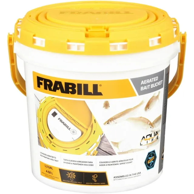 Frabill Aqua Life Aerated Bait Bucket, White/Yellow