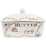 Creative Co-Op Country Stoneware Butter Dish with Lid, &#034;Spread the Love&#034; Message