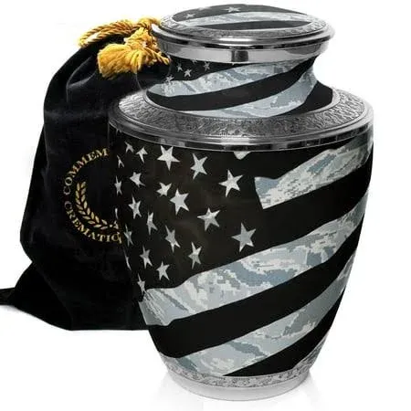 Air Force Tiger Stripe Cremation Urn for Human Ashes for Burial or Home. Cremation Urns for Ashes Adult Male Large Urns for Dad and Cremation Urns for Human Ashes Large Military Urn