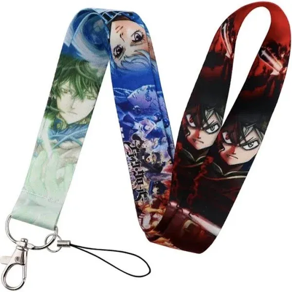 Pinstant Black Clover Anime Manga 17.7&#034; Neck Lanyard Keychain Holder ID Badge...