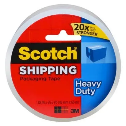 Scotch Heavy Duty Shipping Packaging Tape, Clear, 1.88 in. x 54.6 yd., 4 Rolls