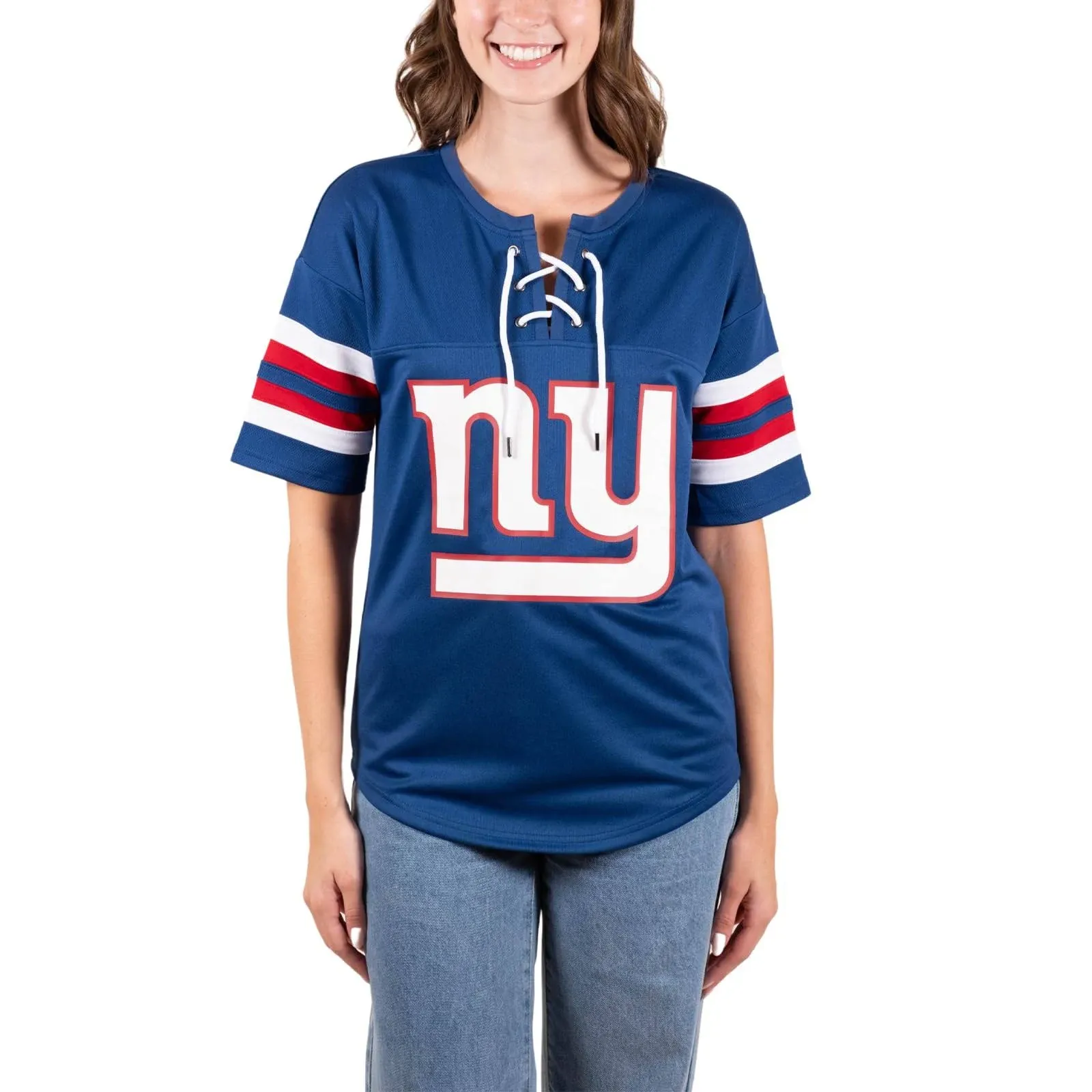 Ultra Game NFL Women&#039;s Lace Up Tee Shirt Penalty Box