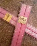 8 Inch Natural Beeswax Glitter Candles, Pink Blossom Color, Boxed Set of 2