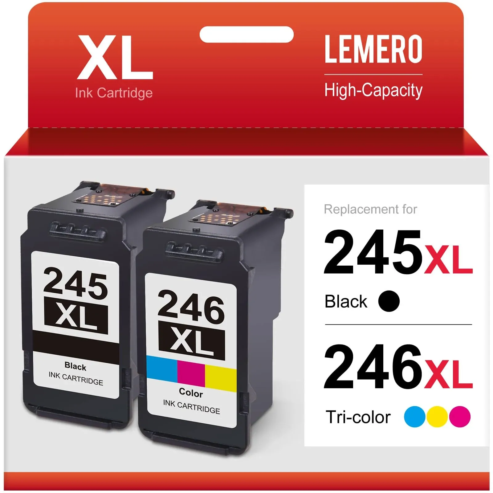 245XL 246XL Combo Pack Compatible for Canon Ink Cartridges 245 and 246 246XL 245 XL Ink Cartridges for Canon Printers Pixma TR4520 TS202 TS302 TS3320 MG2522 MG2525 MX490 MX492 IP2820, 1 Black 1 Color