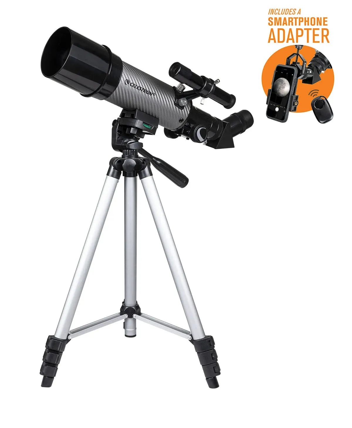 Celestron - 70mm Travel Scope DX - Portable Refractor Telescope - Fully-Coated Glass Optics - Ideal Telescope for Beginners - Digiscoping Smartphone Adapter